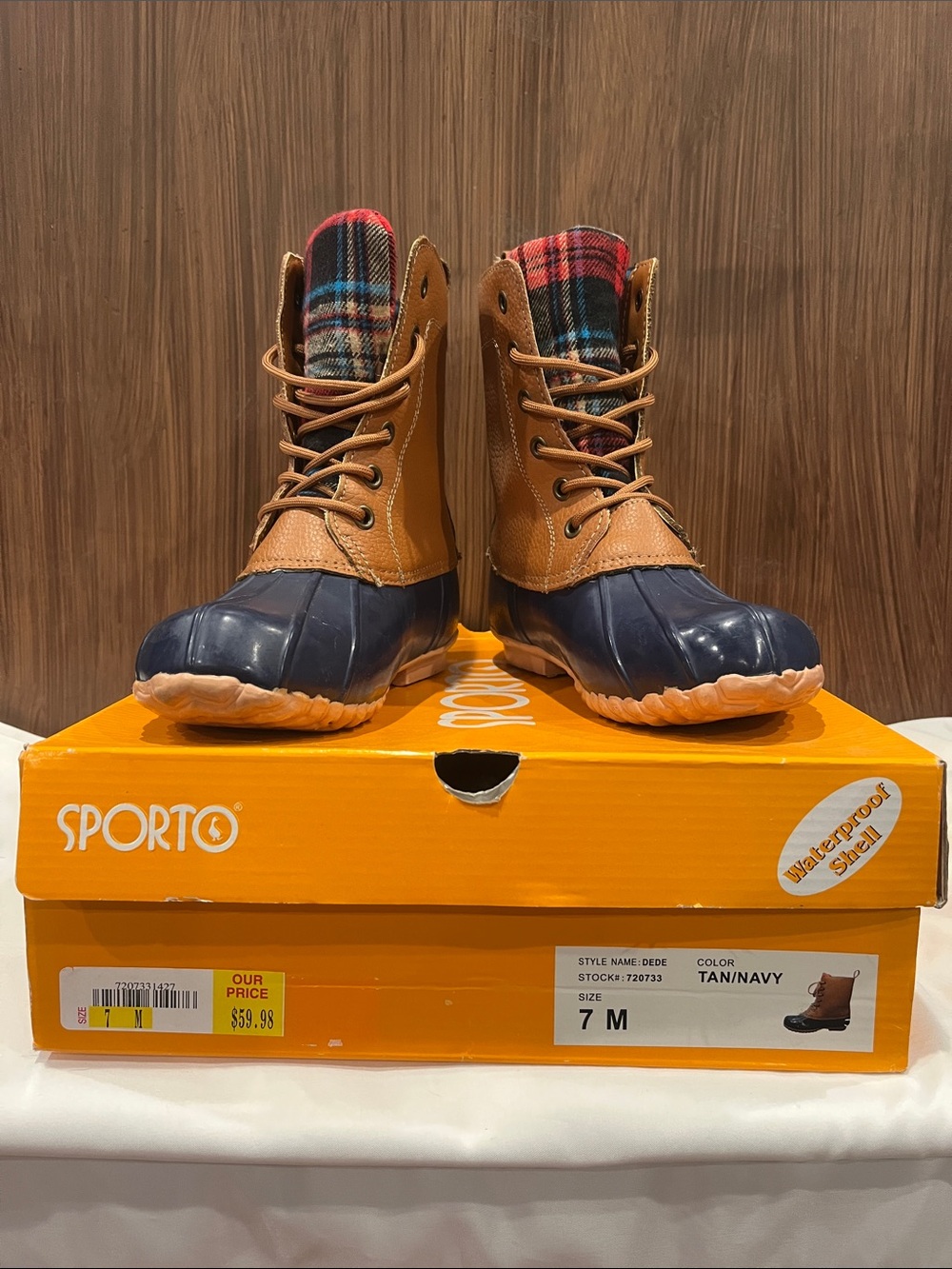 Sporto Tan and Navy Waterproof Boots